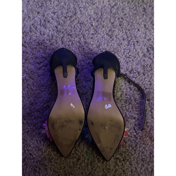 Betsey Johnson Womens Floral Embellished Clear Leopard Print Pointed Toe Pumps - Picture 7 of 8